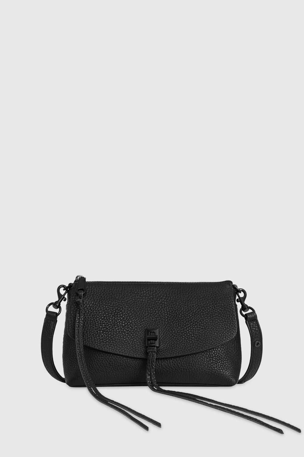 Rebecca Minkoff Darren Top Zip Crossbody Bag In Black/Black Shellac