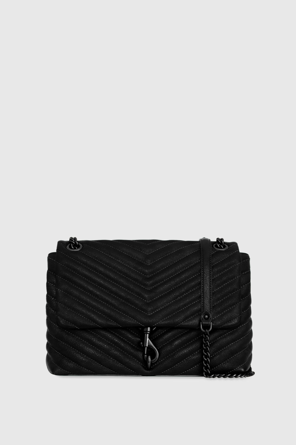 Rebecca Minkoff Edie Flap Shoulder Bag In Black/Black Shellac