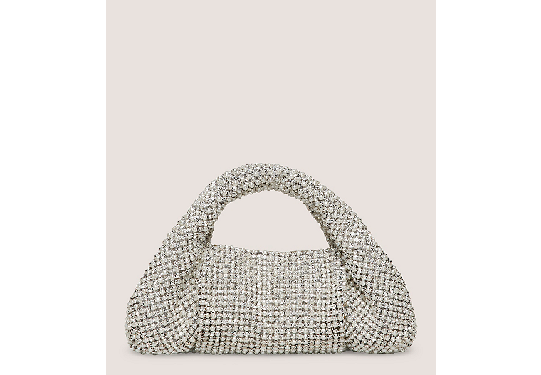 Stuart Weitzman Mini sac fourre-tout Moda Crystal Pearl, maille transparente et naturelle en perles de cristal sans dimension