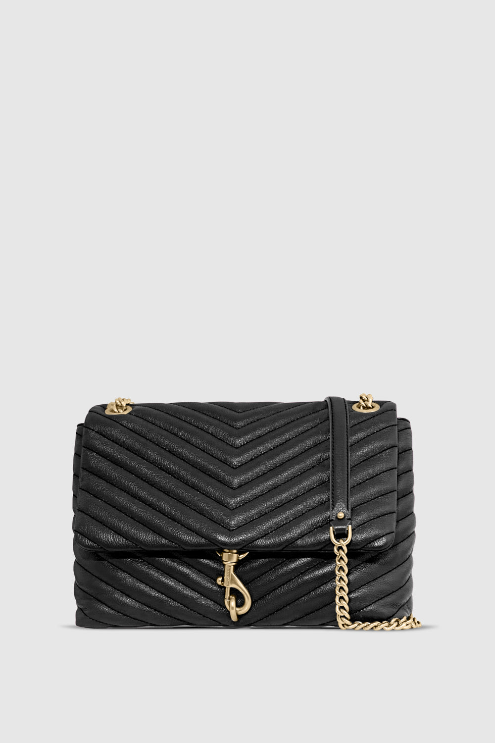 Rebecca Minkoff Edie Flap Shoulder Bag In Black/Light Gold