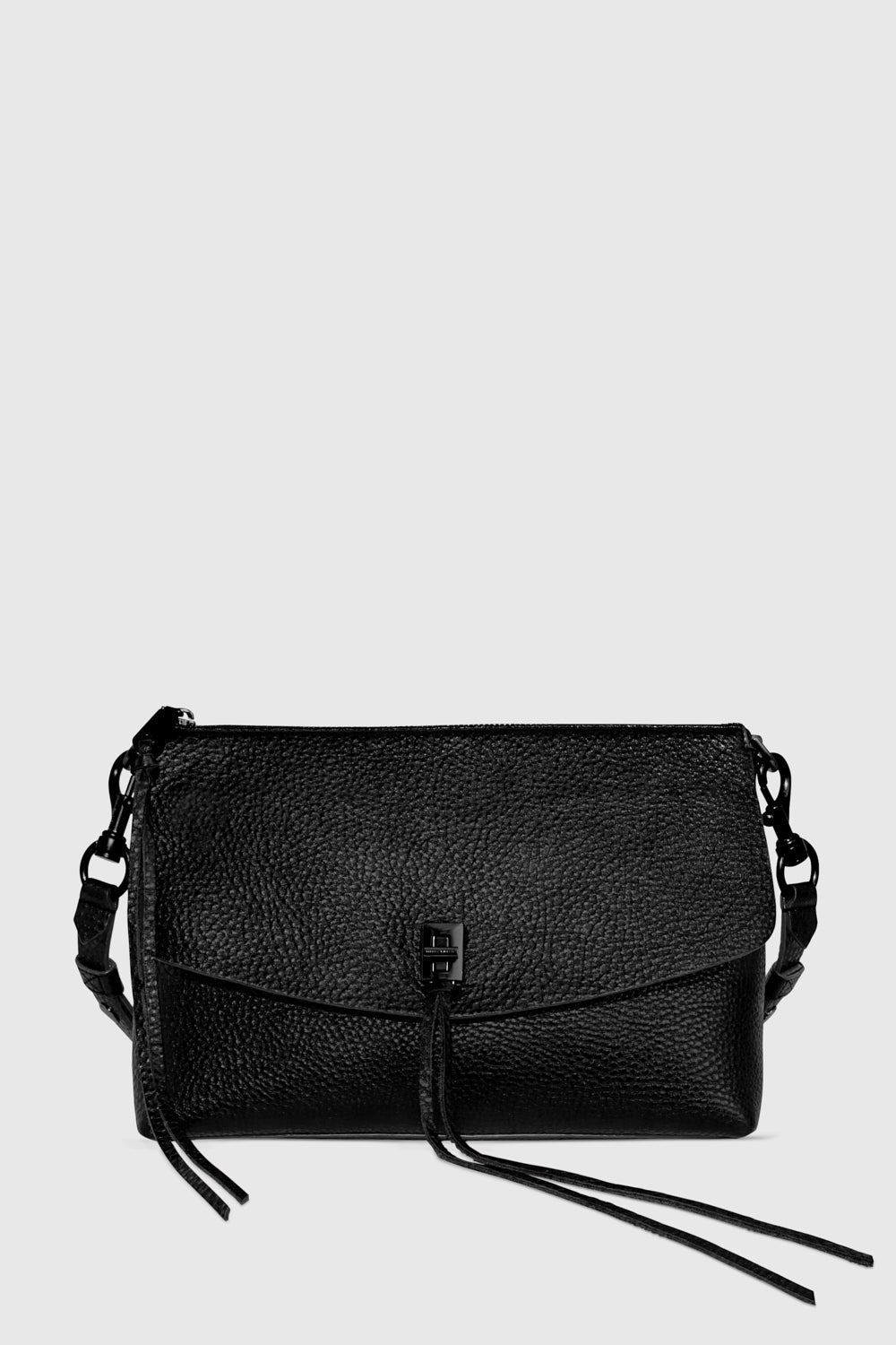 Rebecca Minkoff Darren Top Zip Shoulder Bag In Black/Black Shellac