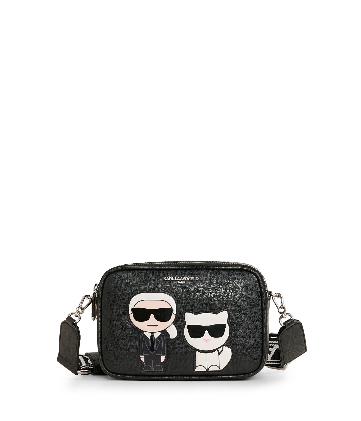 Karl Lagerfeld Paris | Women's Maybelle Round Head Duo Camera Crossbody Bag | Black