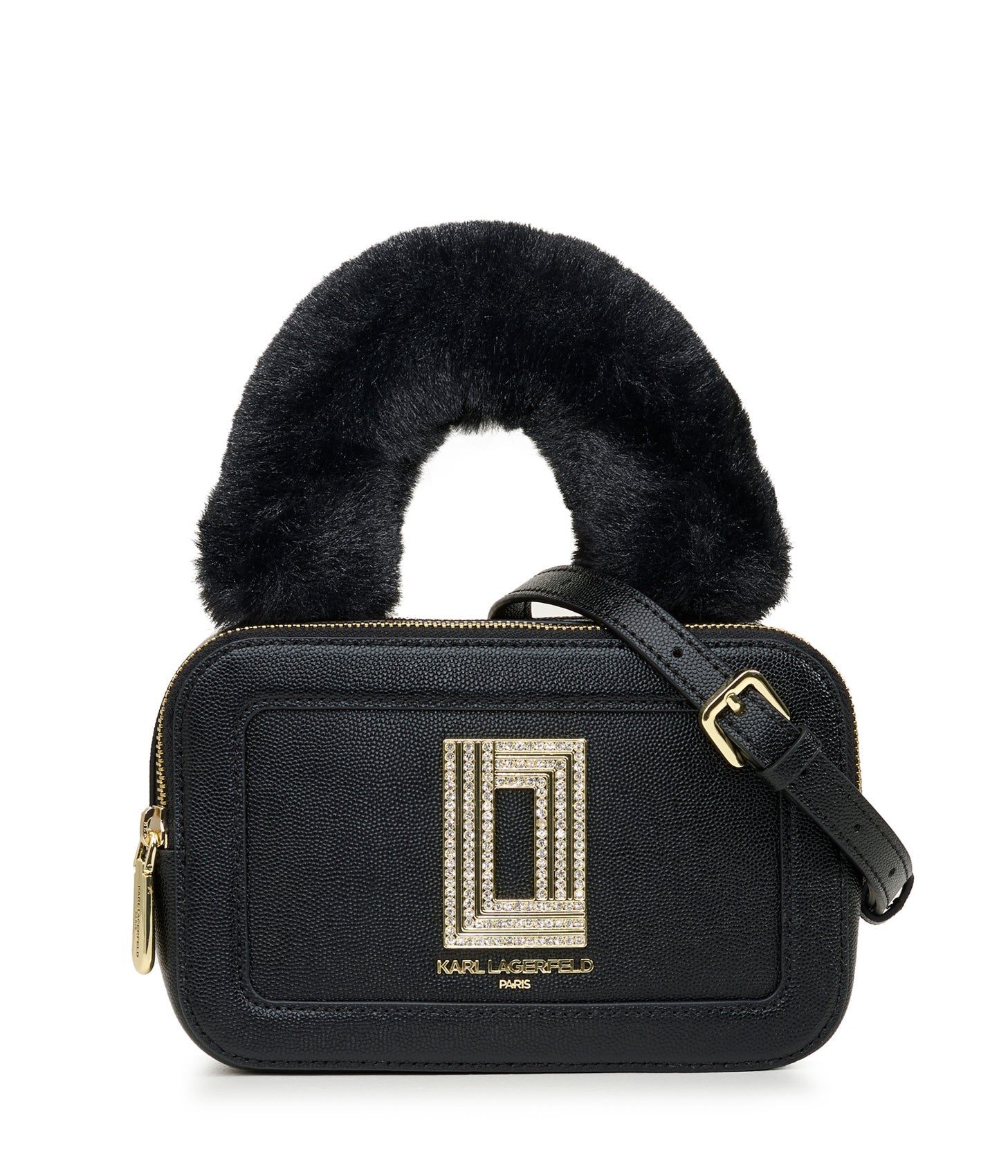 Karl Lagerfeld Paris | Women's Simone Fuzzy Handle Camera Bag | Black