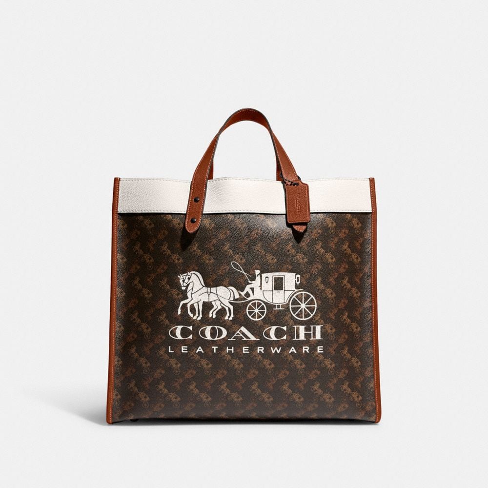 Coach Field Tote 40 mit Pferdekutschen-Print