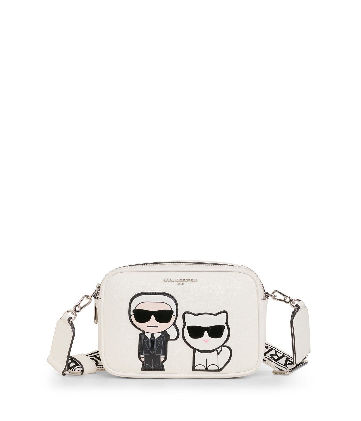 Karl Lagerfeld Paris | Women's Maybelle Round Head Duo Camera Crossbody Bag | Winter White