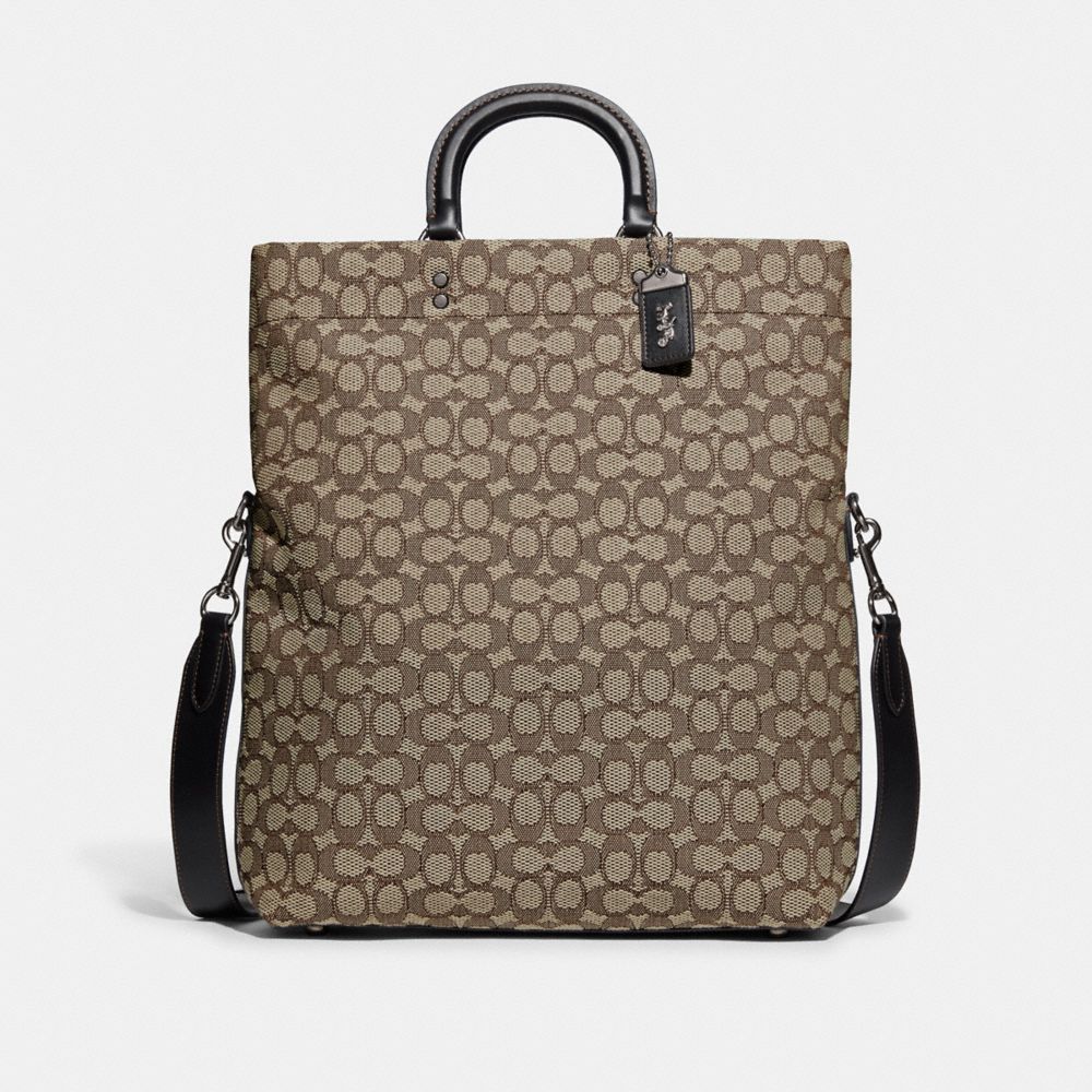 Coach Rowe – Umschlag-Tragetasche aus charakteristischem Textil-Jacquard