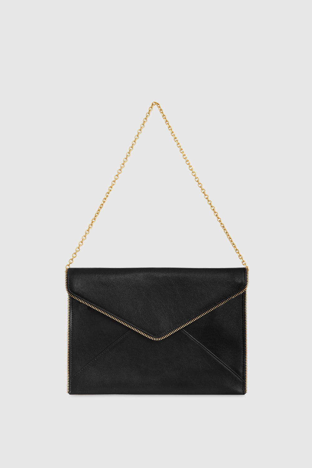 Rebecca Minkoff Leo Clutch With Chain Strap Bag In Black/Light Gold